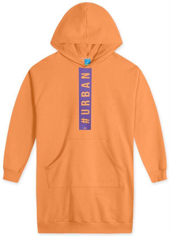 Vestido com Capuz Moletom Juvenil Laranja