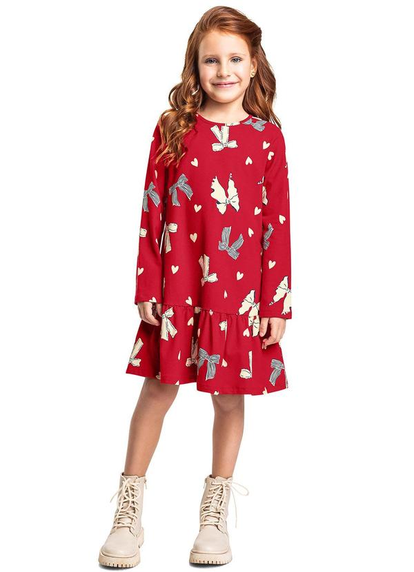 Vestido Cotton Laços Corações Vermelho