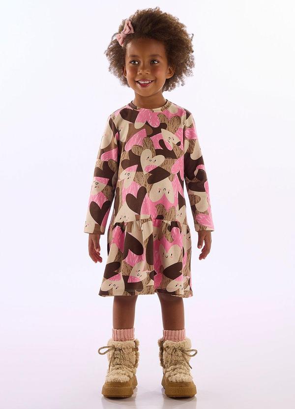 Vestido Cotton Manga Longa Marrom