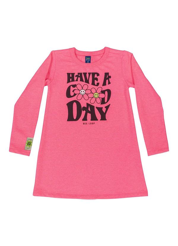 Vista 2 Vestido de Manga Longa Infantil Rosa Bee Loop Bee Loop