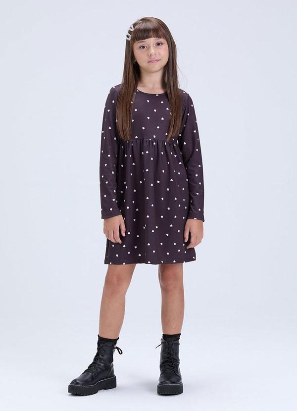 Vestido de Suplex Térmico Corações Preto