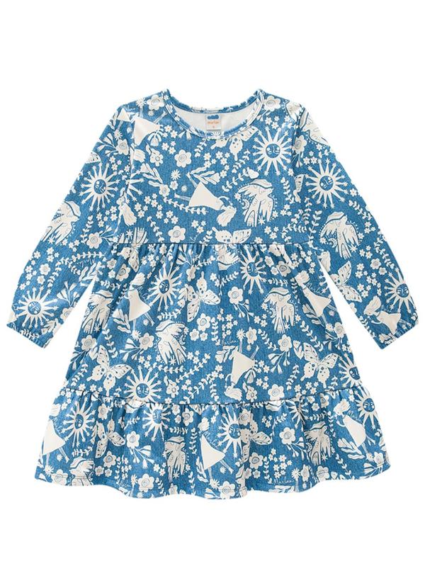 Vestido em Malha Sport Felpada Natureza Azul