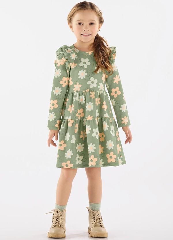 Vestido em Molecotton com Felpa Verde