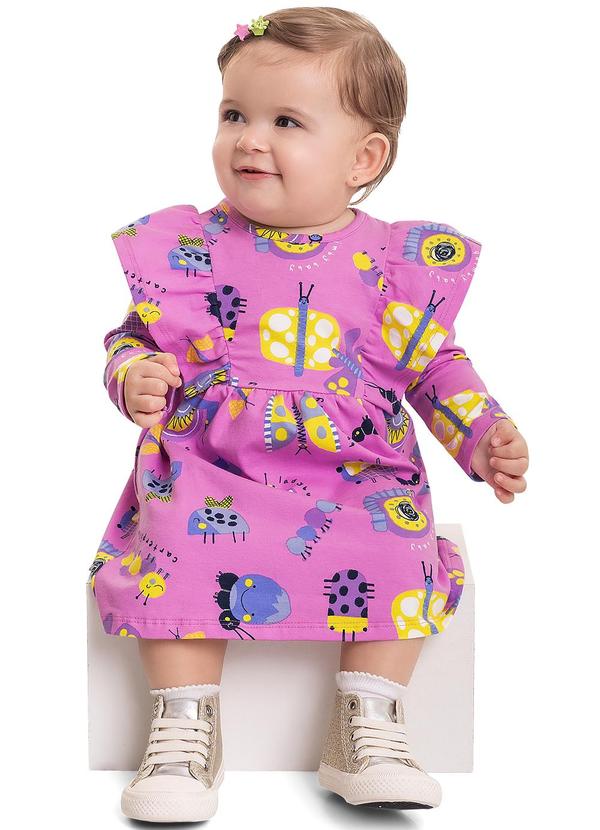 Vestido em Molecotton para Bebê Roxo