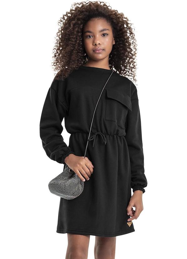 Vista 2 Vestido em Moletom Juvenil Preto Gloss Gloss