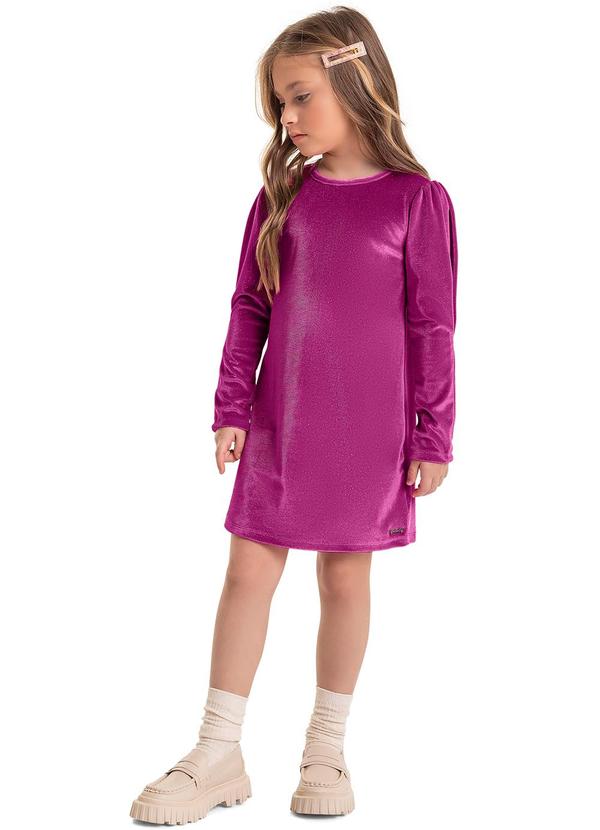 Vista 2 Vestido em Veludo com Glitter Infantil Preto Quimby Quimby