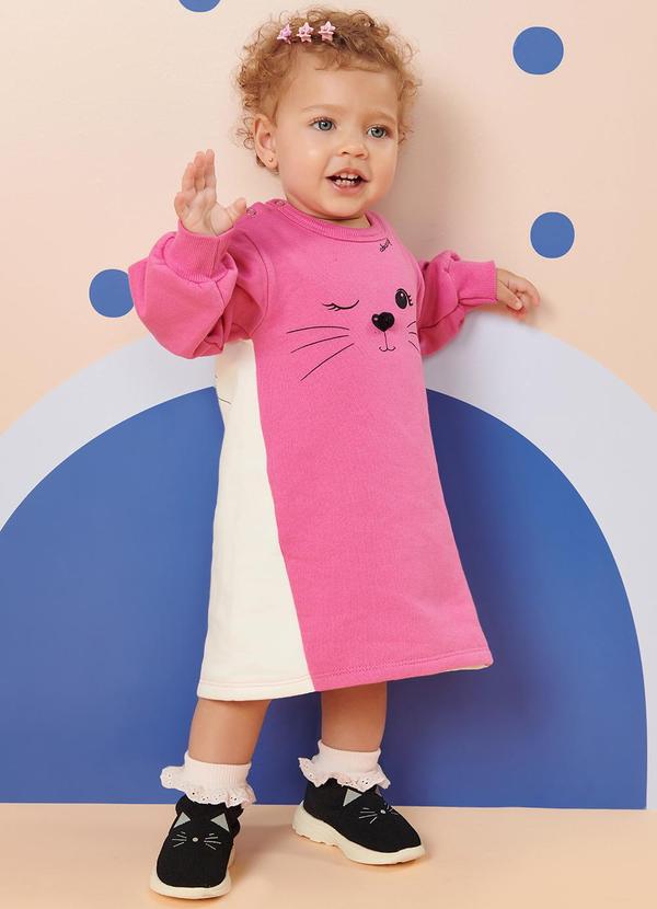 Vista 2 Vestido Estampa Costas Baby Rosa Abrange Abrange