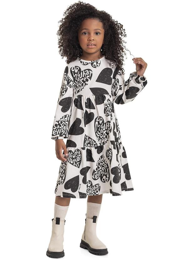 Vestido Estampado Infantil Preto