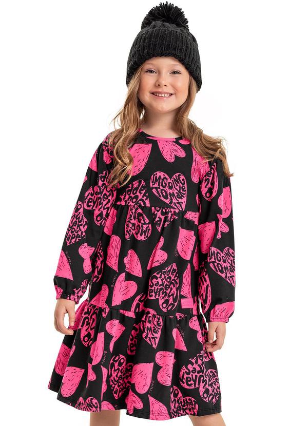Vista 2 Vestido Estampado Infantil Rosa Quimby Quimby
