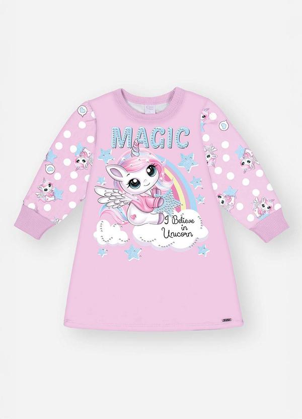 Vestido Felpado Bebê Menina Unicórnio Roxo