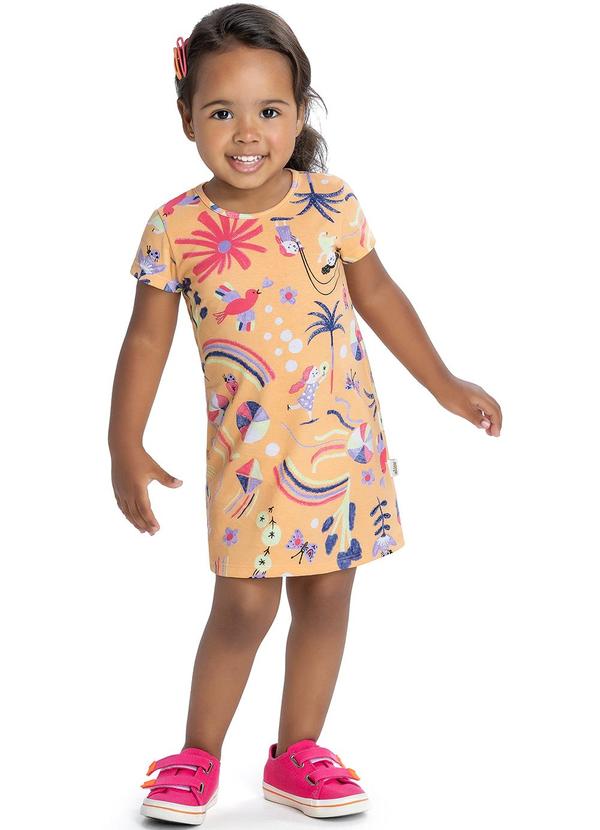 Vista 2 Vestido Feminino Infantil Laranja Elian Elian