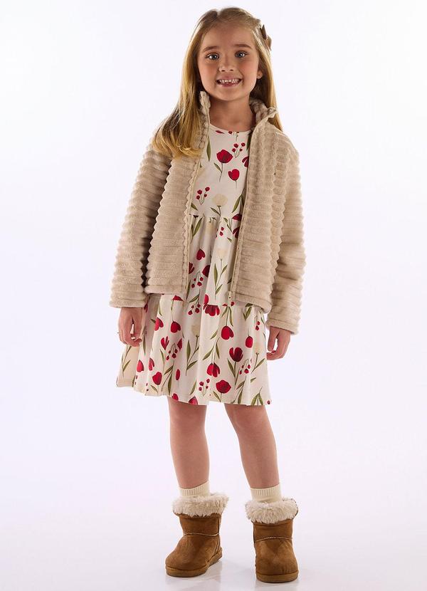 Vestido Floral Manga Longa Cotton Branco