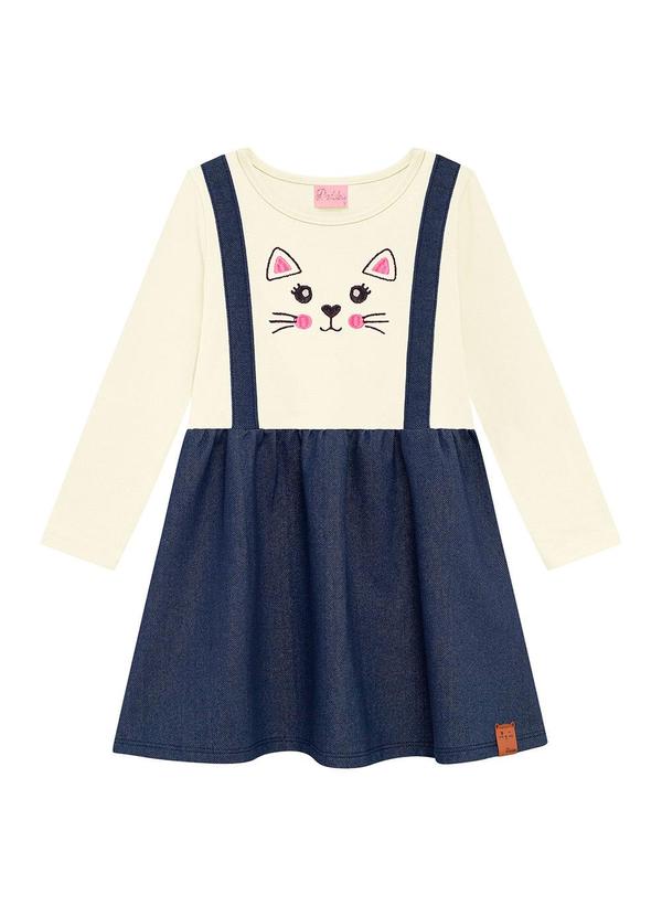 Vista 2 Vestido Infantil em com Bordado Bege Duduka Duduka