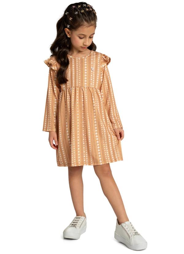 Vista 2 Vestido Infantil em Cotton Heart Day Marrom Marlan Marlan