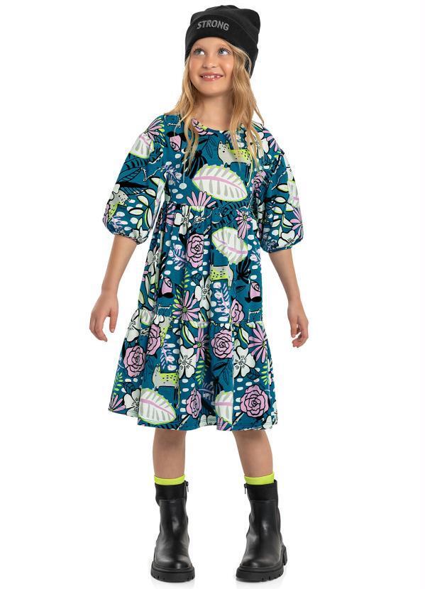 Vista 2 Vestido Infantil em Cotton Verde Quimby Quimby