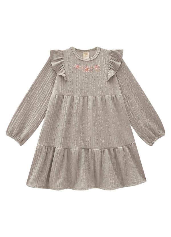 Vestido Infantil em Jacquard Tranças Cinza