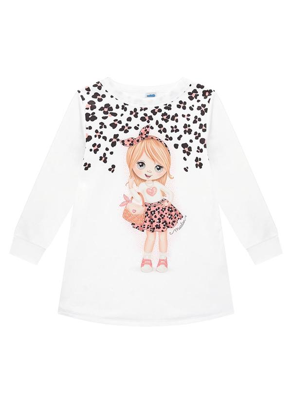 Vestido Infantil em Malha Sport Felpada Bege