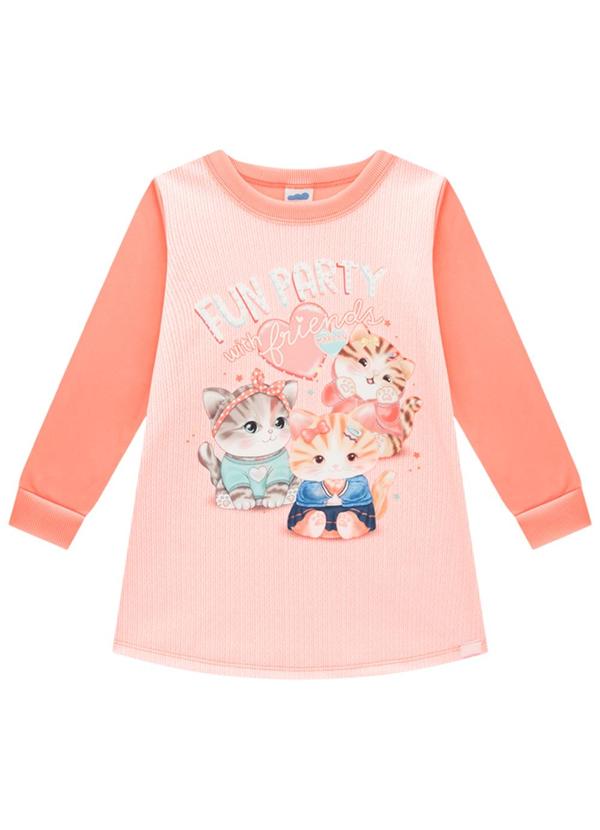 Vista 2 Vestido Infantil em Malha Sport Felpada Rosa Marlan Marlan