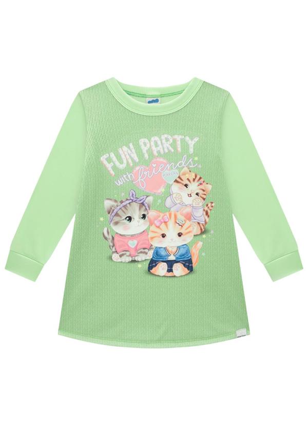 Vestido Infantil em Malha Sport Felpada Verde