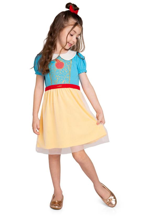 Vestido Infantil em Meia Malha Penteada Azul