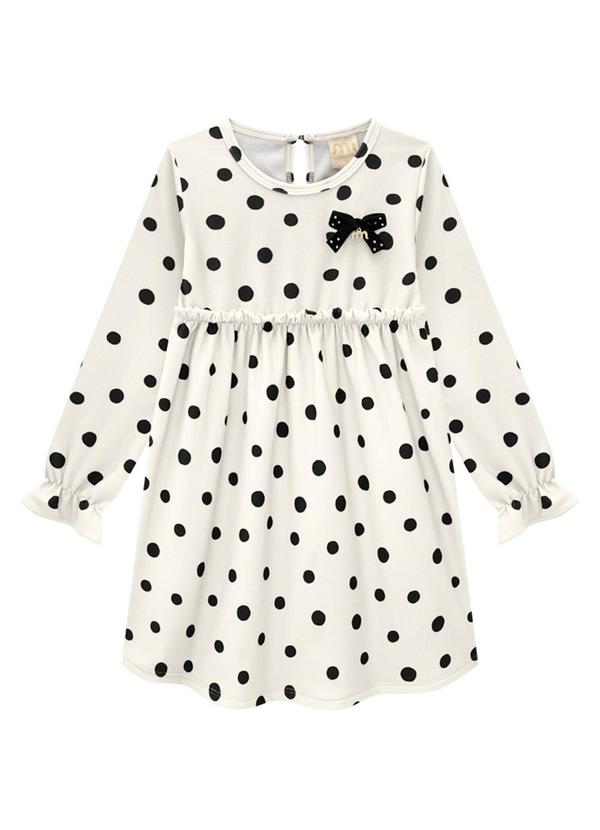 Vista 2 Vestido Infantil em Molecotton Felpado Poá Bege Milli E Nina Milli E Nina