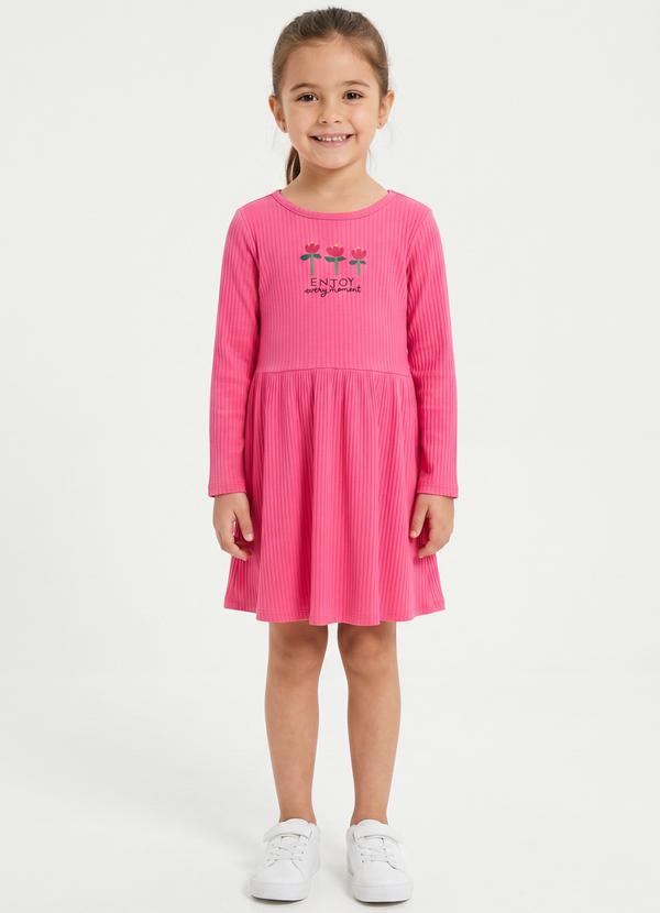 Vestido Infantil em Ribana Floral Rosa