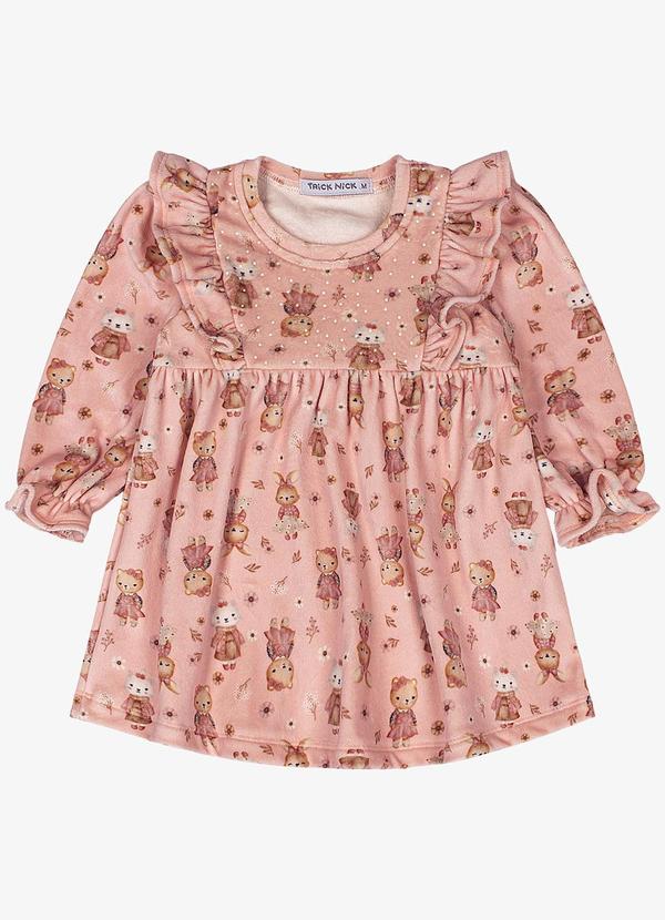 Vestido Infantil Manga Longa Rosa