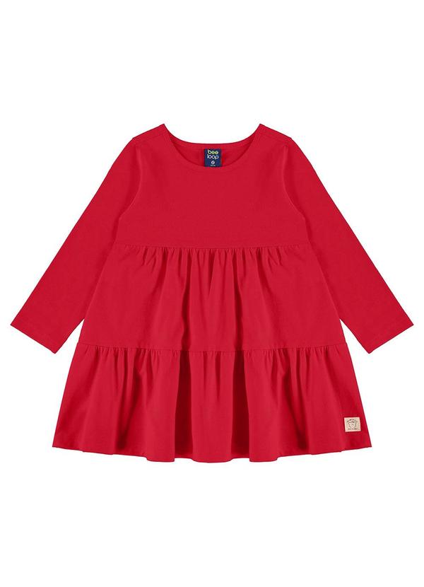 Vestido Infantil Manga Longa Vermelho