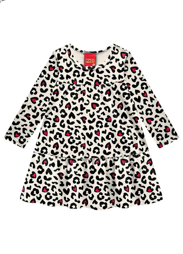 Vista 2 Vestido Infantil Menina Animal Print Cinza Kyly Kyly