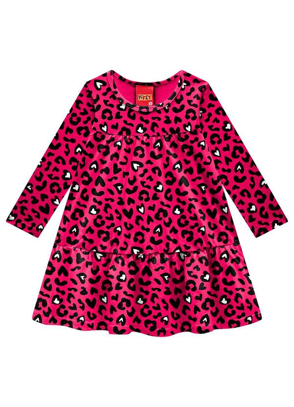 Vista 2 Vestido Infantil Menina Animal Print Rosa Kyly Kyly