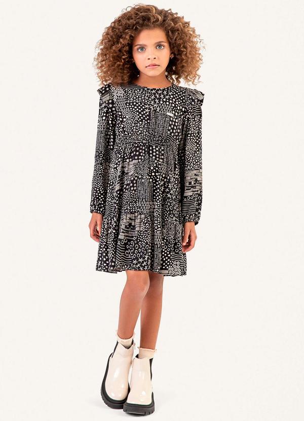 Vestido Infantil Menina Babados Preto