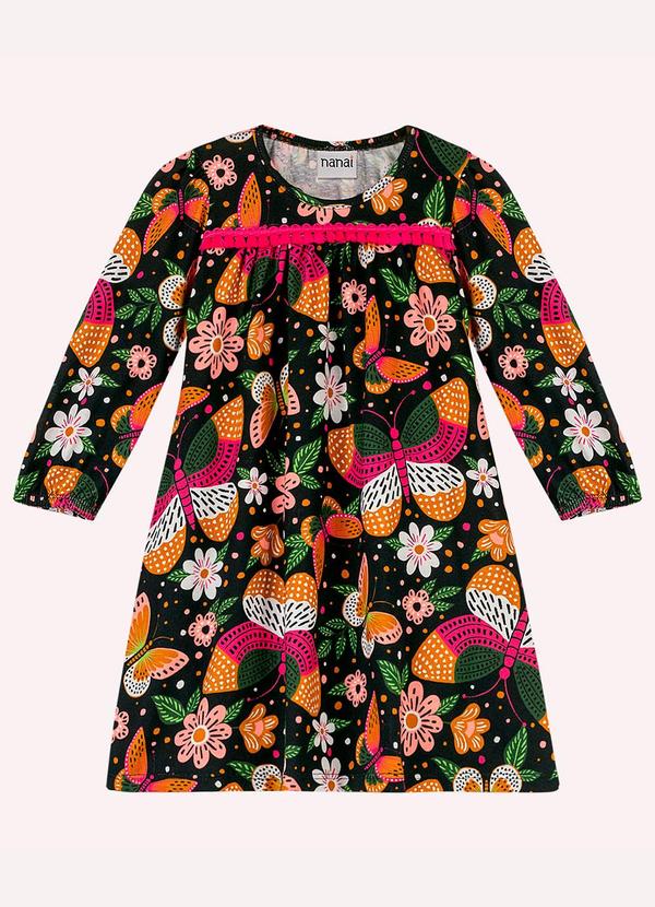 Vestido Infantil Menina Borboletas Preto