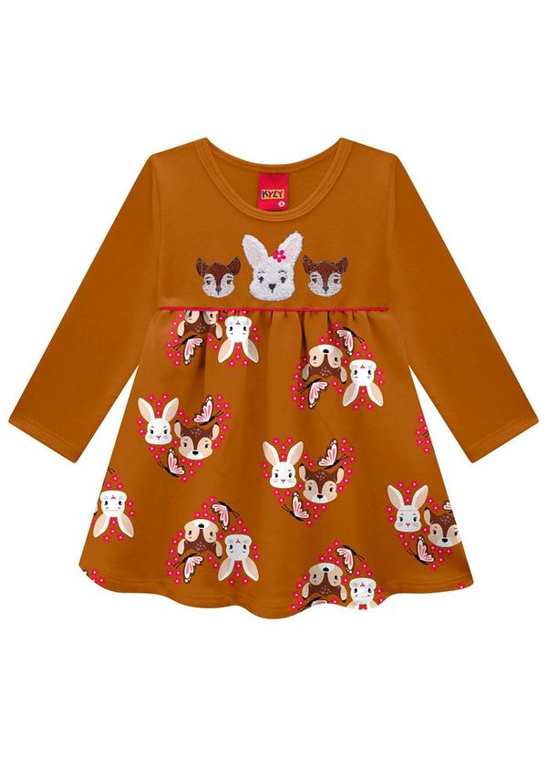 Vista 2 Vestido Infantil Menina Bordado Amarelo Kyly Kyly