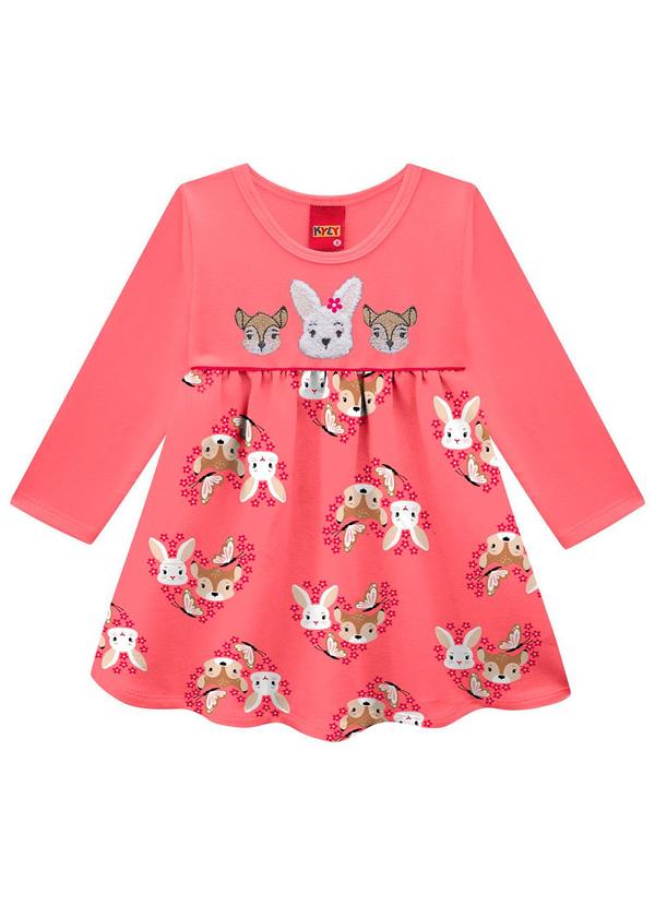 Vista 2 Vestido Infantil Menina Bordado Rosa Kyly Kyly