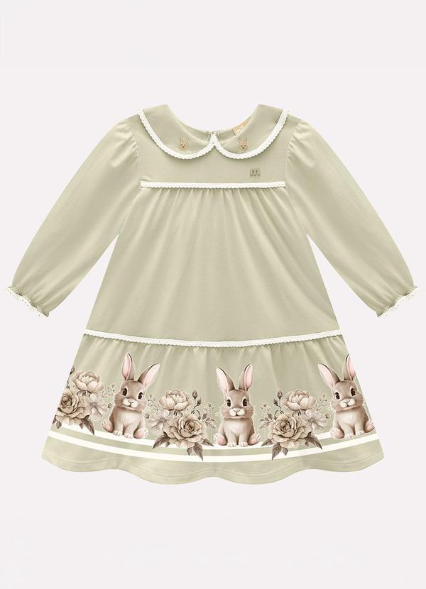 Vestido Infantil Menina Coelinhos Verde