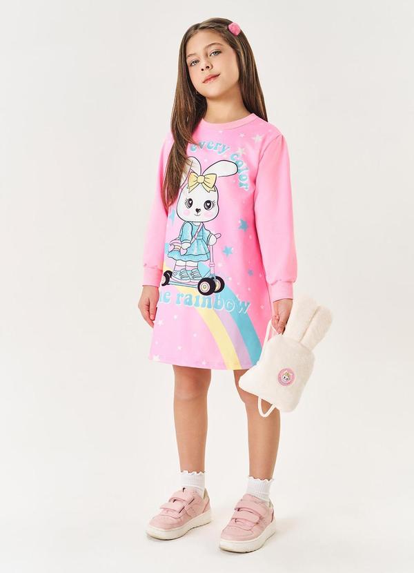 Vestido Infantil Menina com Bolsa Coelho Rosa
