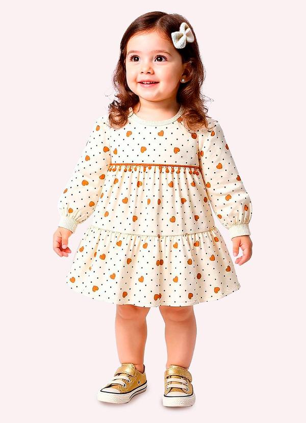 Vestido Infantil Menina Corações Branco