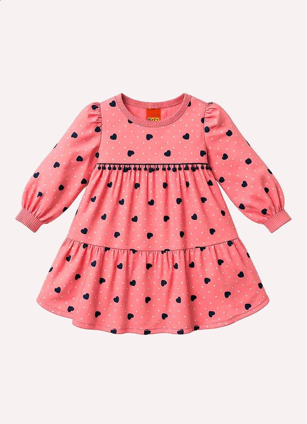 Vestido Infantil Menina Corações Rosa