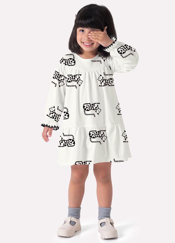 Vista 2 Vestido Infantil Menina em Algodão Off White