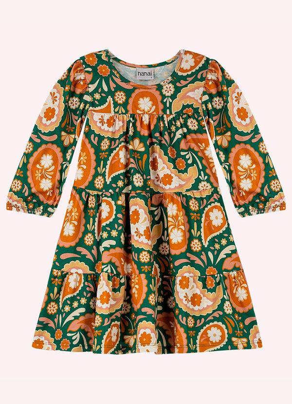 Vestido Infantil Menina em Algodão Verde
