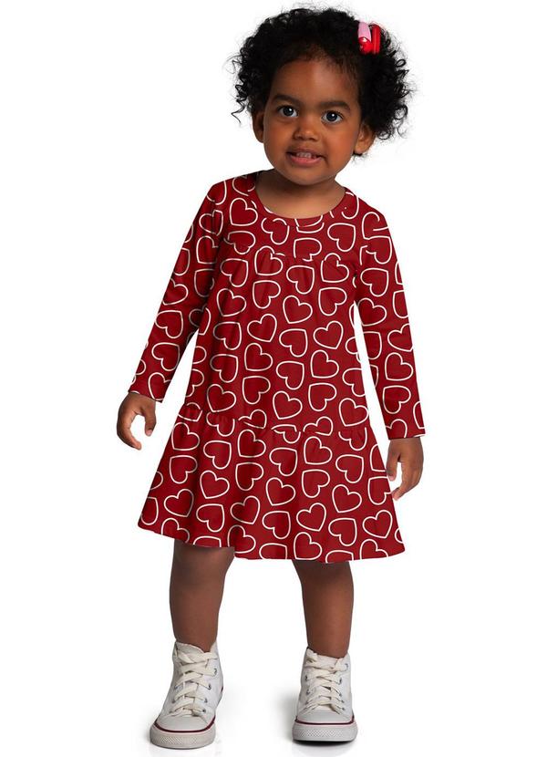 Vista 2 Vestido Infantil Menina em Algodão Vermelho Kyly Kyly