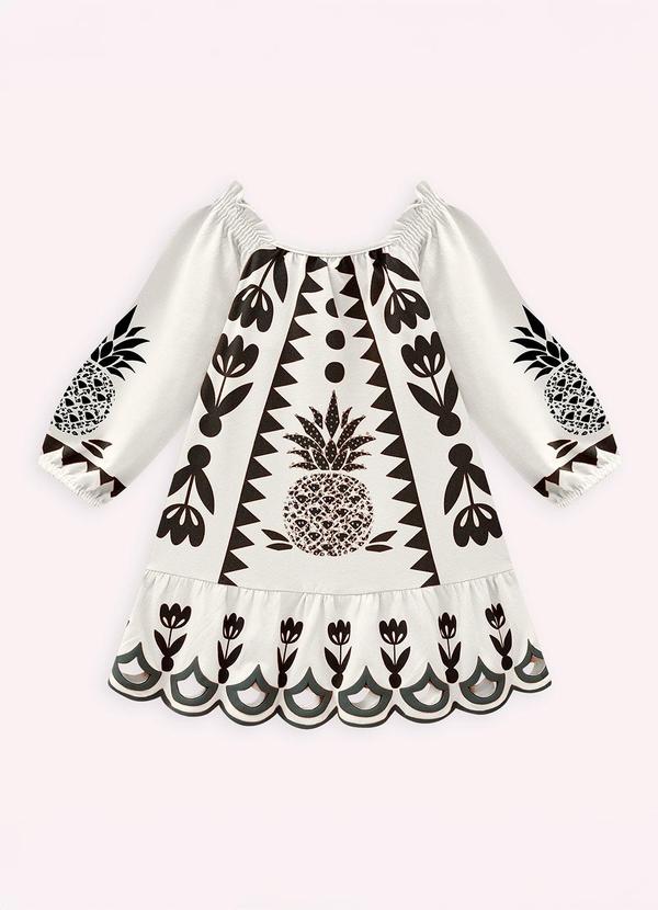 Vista 2 Vestido Infantil Menina em Cotton Off White Nanai Nanai