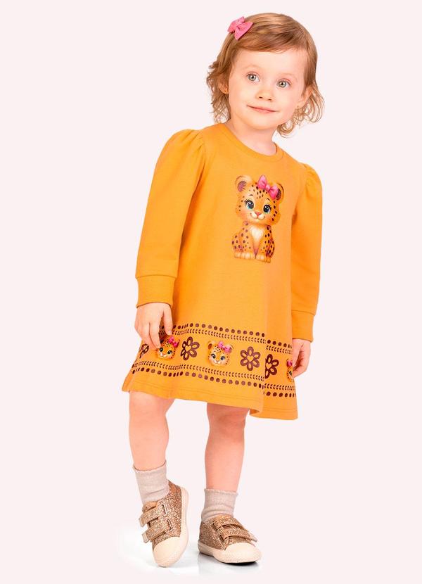 Vestido Infantil Menina em Moletinho Amarelo