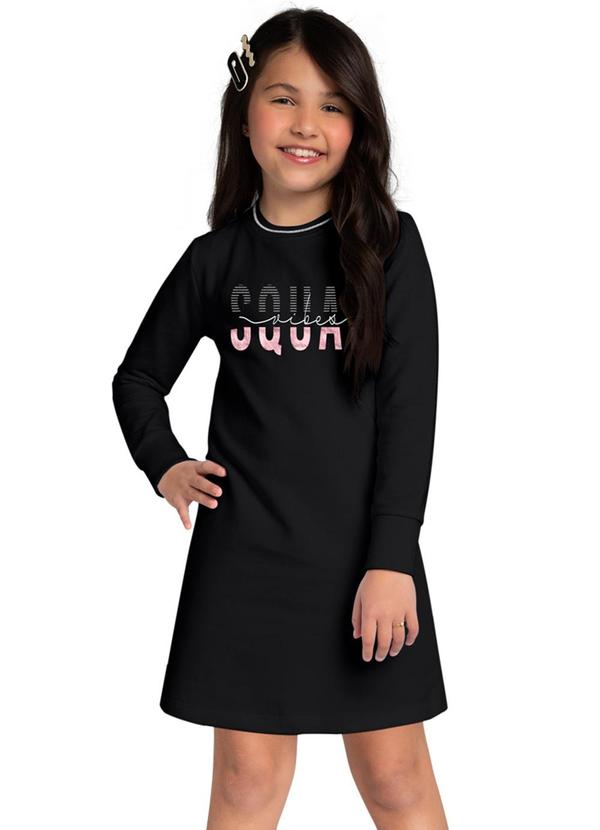 Vista 2 Vestido Infantil Menina em Moletinho Preto Kyly Kyly
