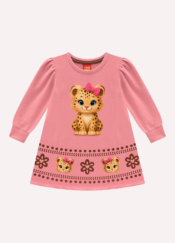 Vestido Infantil Menina em Moletinho Rosa