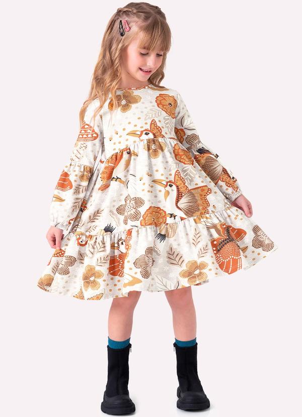 Vista 2 Vestido Infantil Menina Estampa Cinza Nanai Nanai