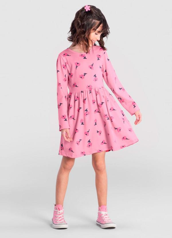 Vestido Infantil Menina Floral Rosa