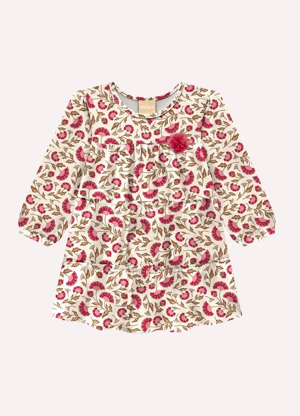 Vestido Infantil Menina Flores Bege
