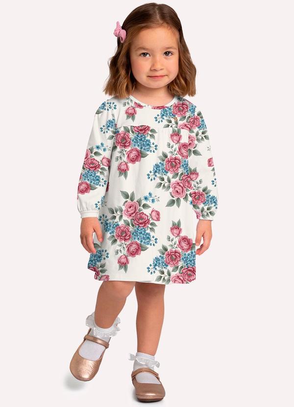 Vestido Infantil Menina Flores Branco