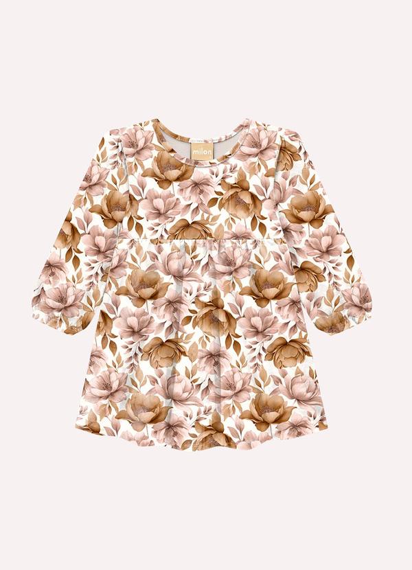 Vestido Infantil Menina Flores Marrom